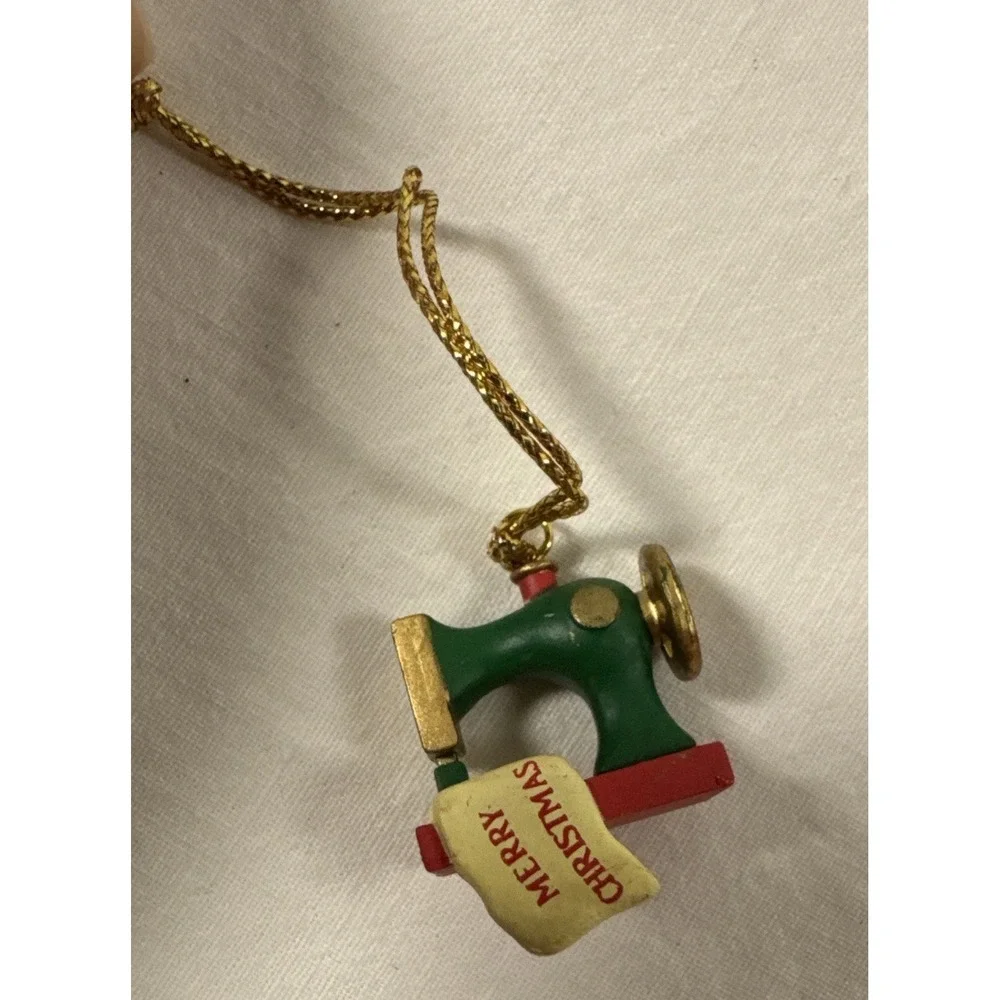 Small Merry Christmas Tree Ornament or Charm Sewing Machine - 1
